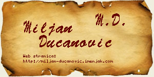 Miljan Ducanović vizit kartica